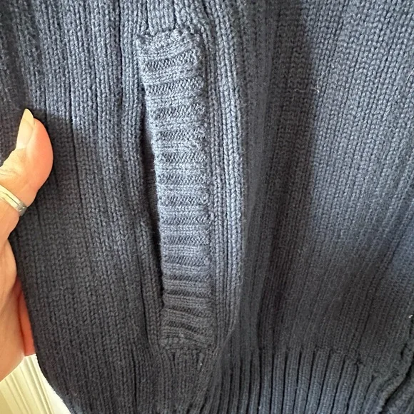 Men's Navy Blue Full-Zip Sweater - Picture 4 of 5